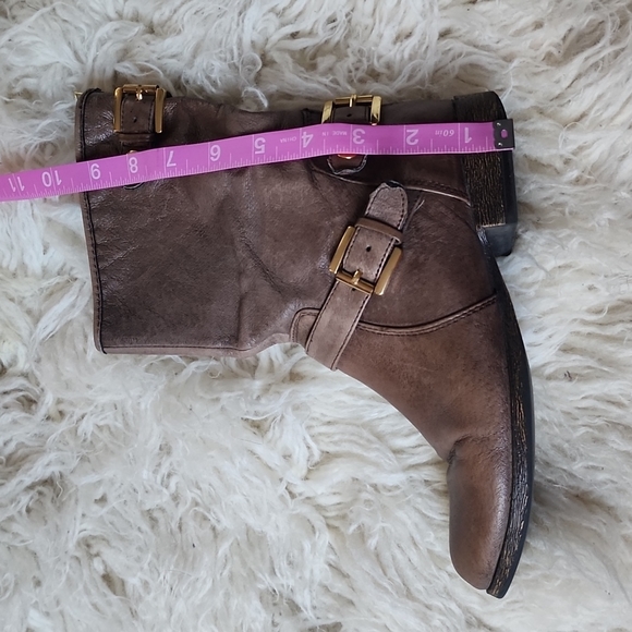 NEW! STEVE MADDEN Engage Leather Moto Booties Weathered Brown Boots - Picture 11 of 15